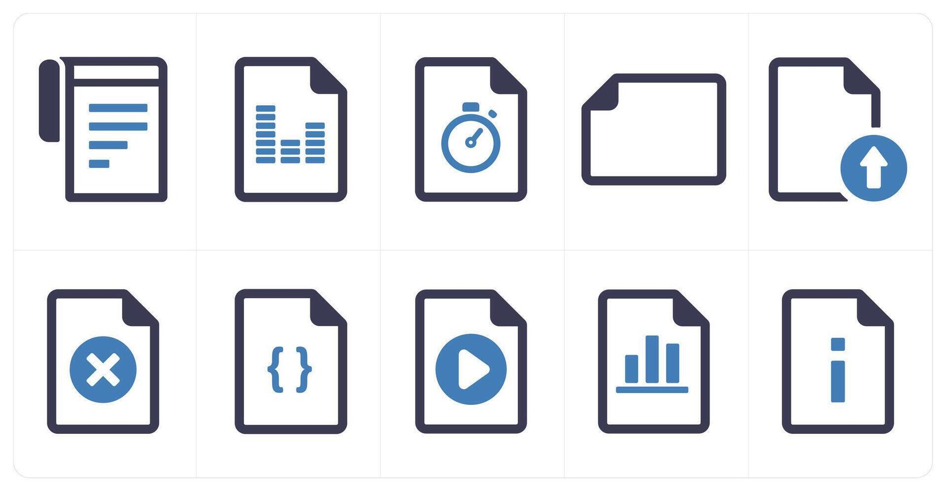 A set of 10 File icons as document, paper, horizontal document vector