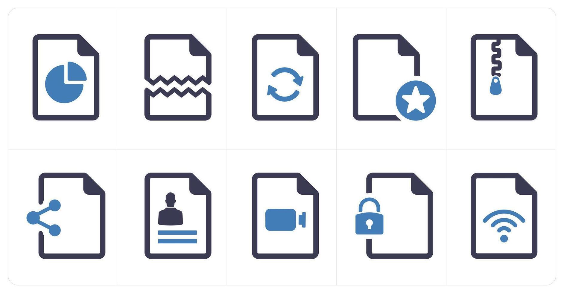 A set of 10 File icons as document, paper, horizontal document vector
