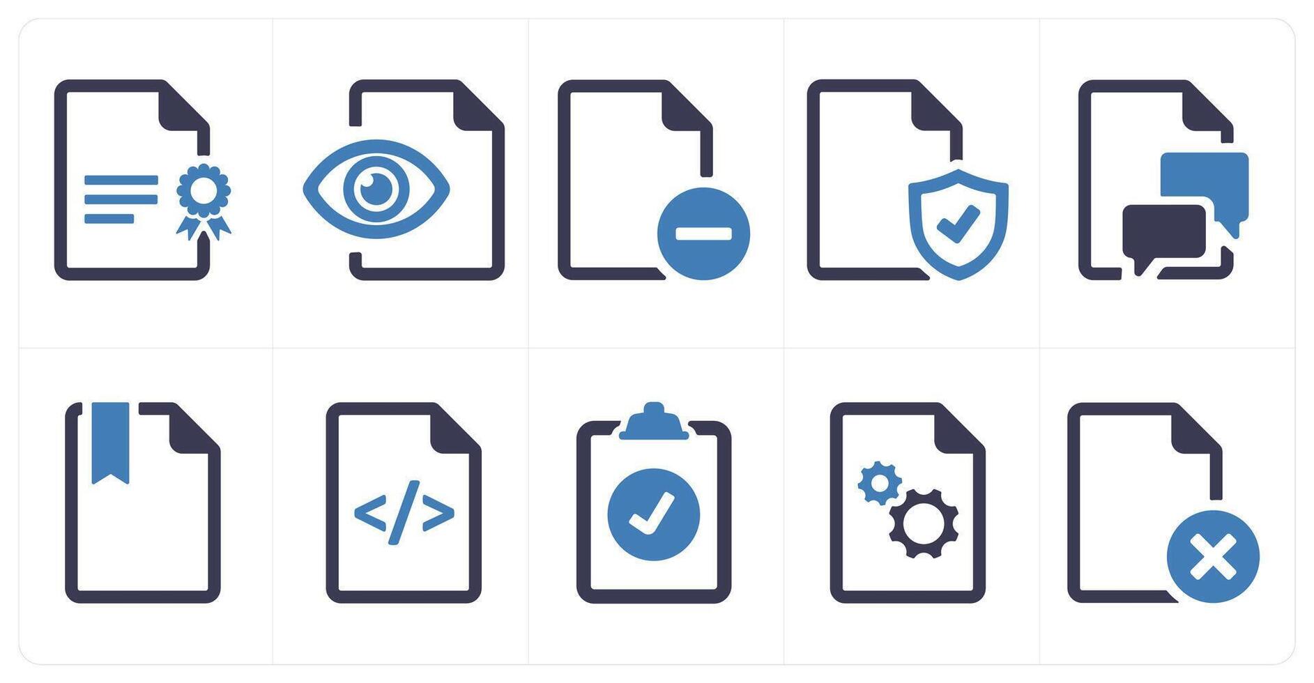 A set of 10 File icons as document, paper, horizontal document vector