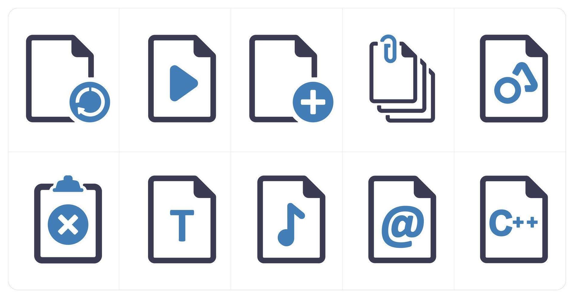 A set of 10 File icons as document, paper, horizontal document vector