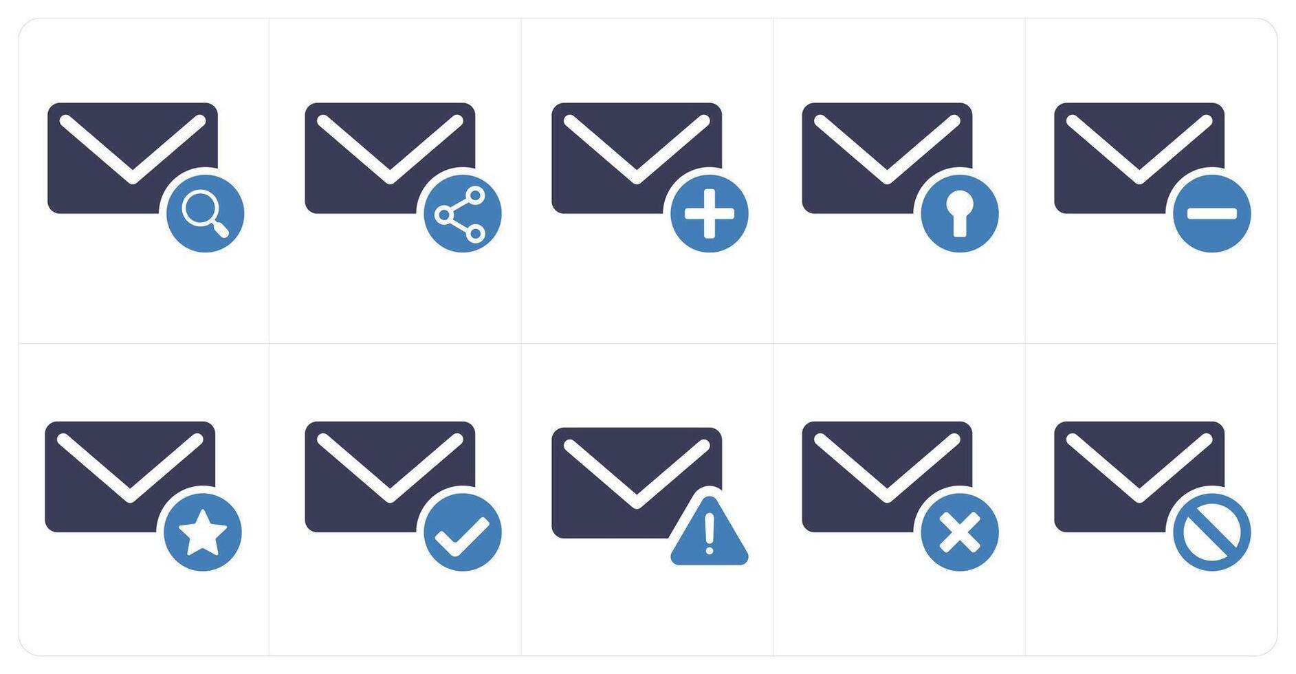 A set of 10 mail icons as search message, share mail, add message vector