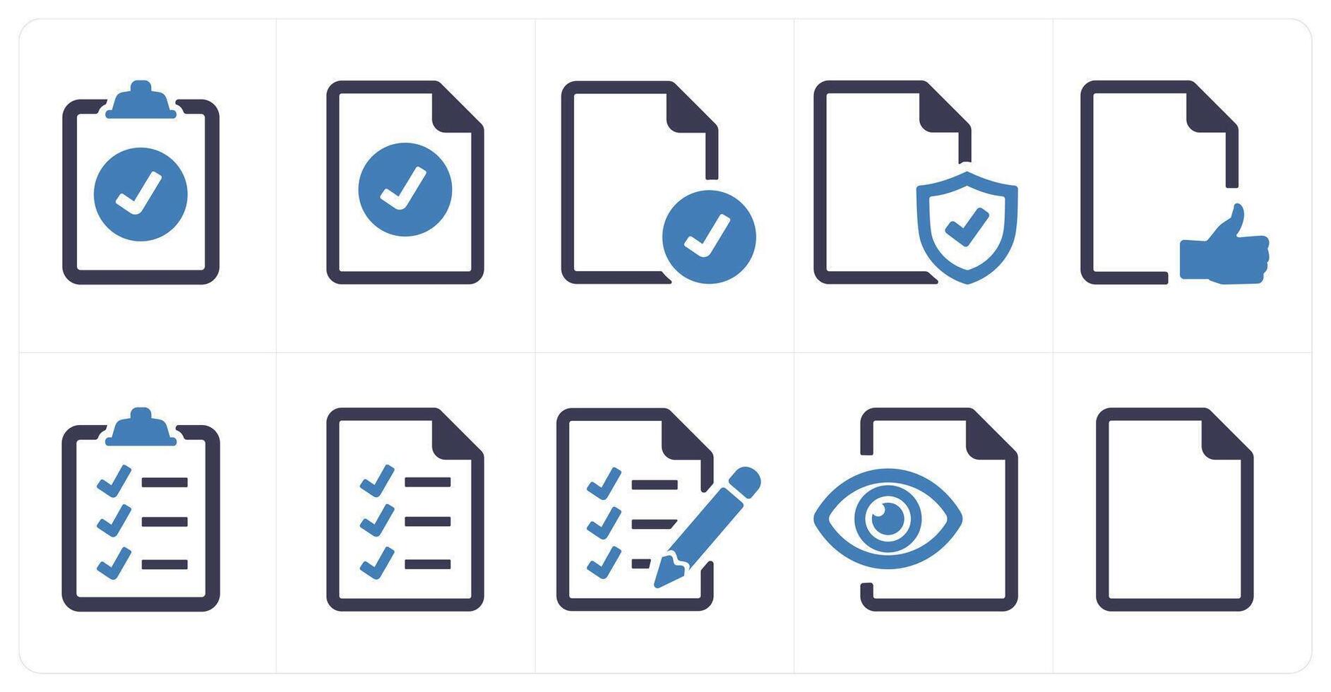 A set of 10 File icons as document, paper, horizontal document vector
