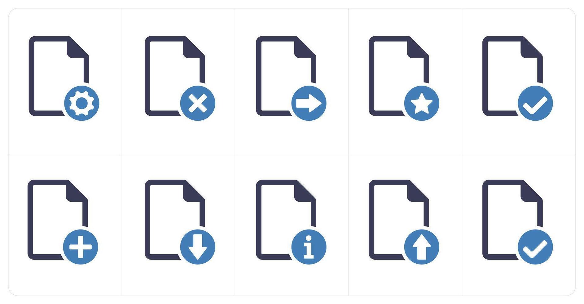 A set of 10 file icons as file setting, wrong, send file vector