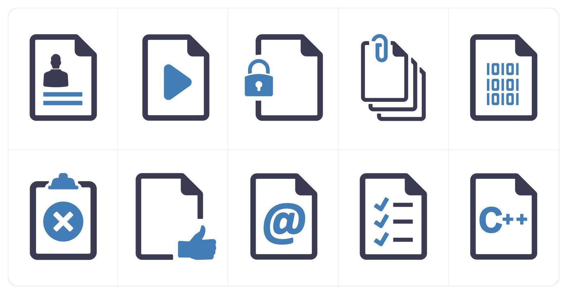 A set of 10 File icons as document, paper, horizontal document vector