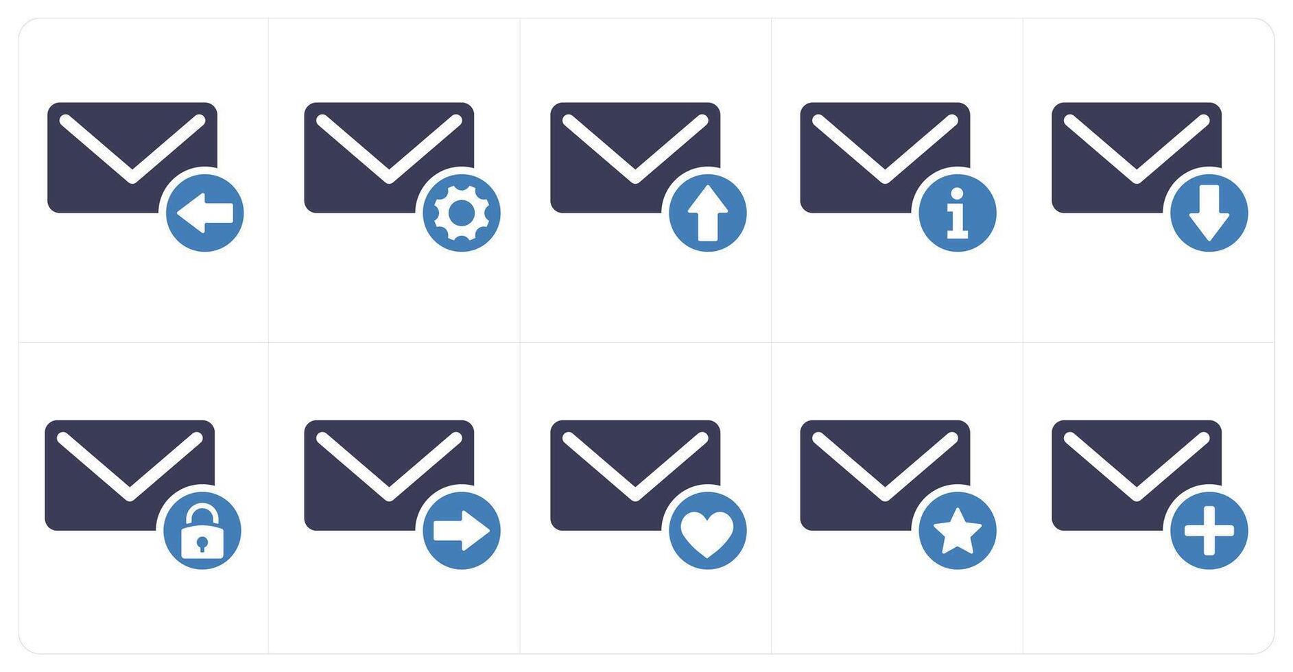 A set of 10 mail icons as received mail, mail setting, send mail vector