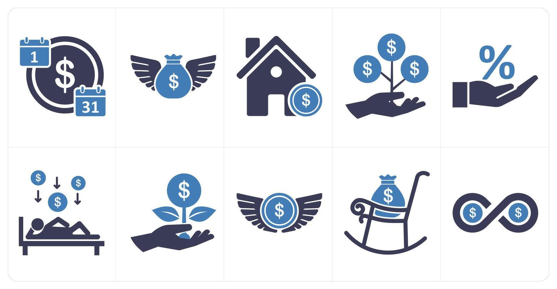 A set of 10 insurance icons as loan time, loan, home loan vector