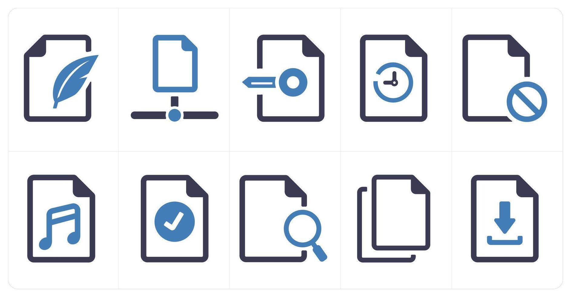 A set of 10 File icons as document, paper, horizontal document vector