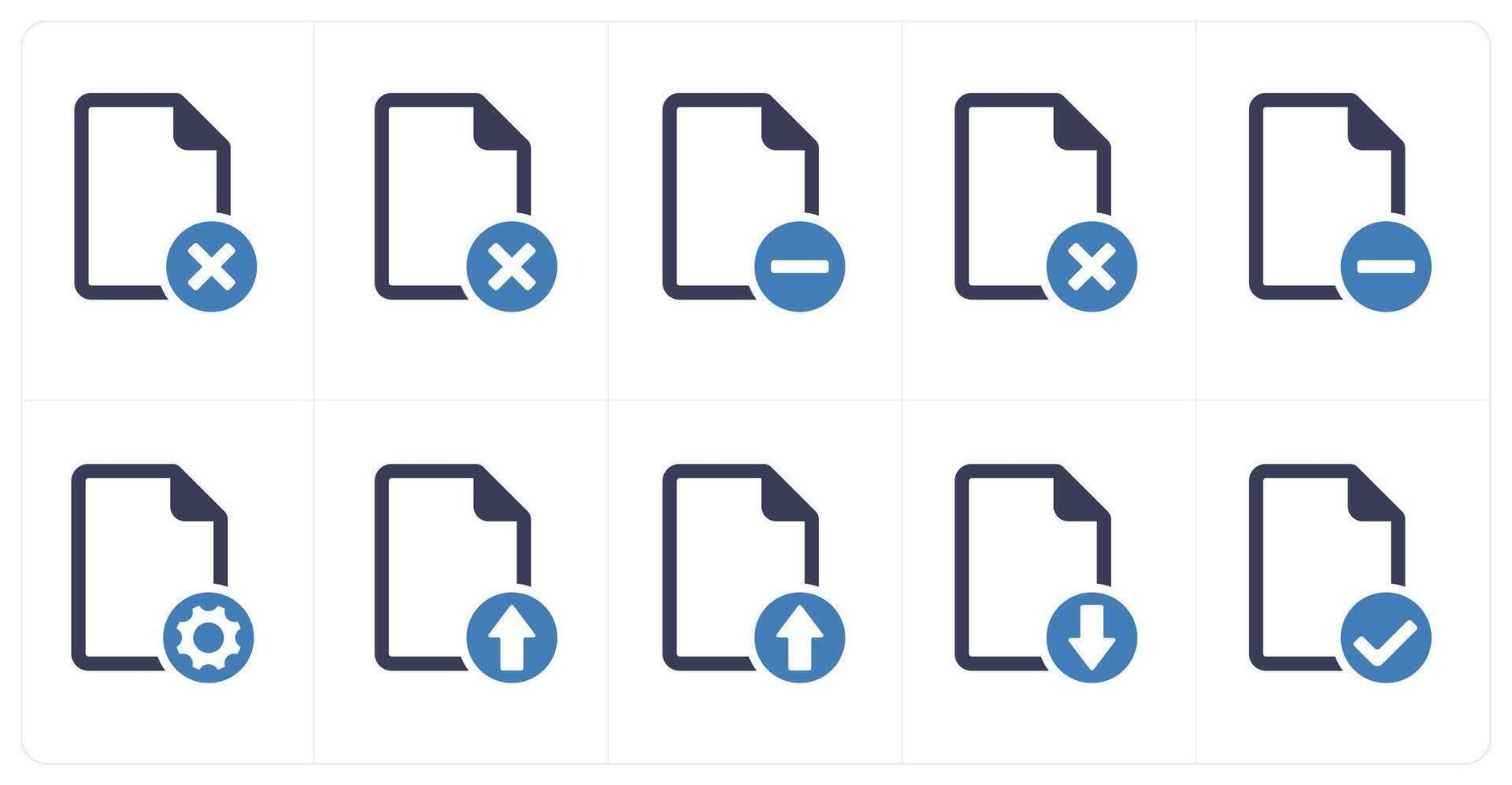 A set of 10 file icons as wrong, delete, remove vector