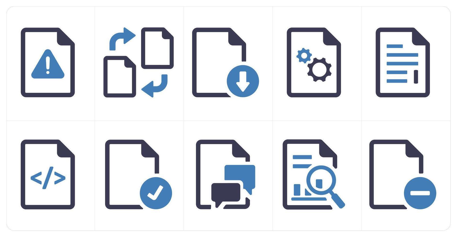 A set of 10 File icons as document, paper, horizontal document vector