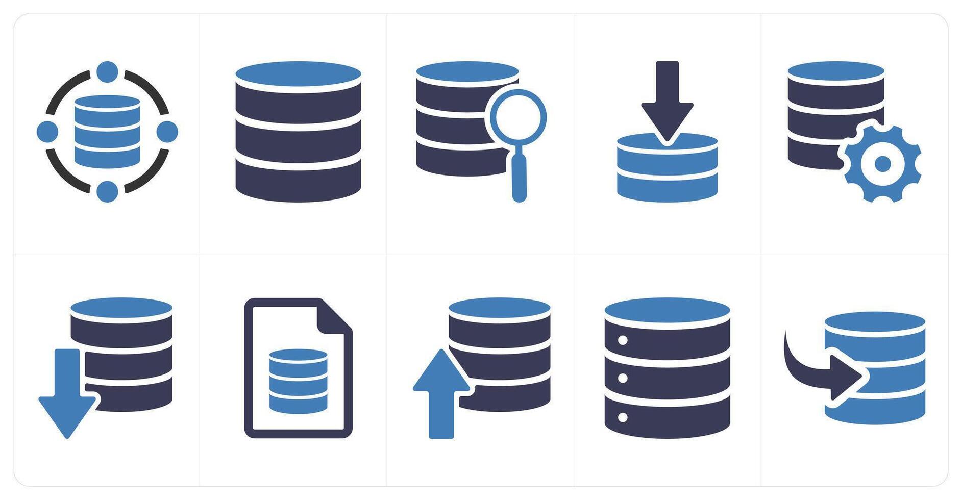 A set of 10 mix icons as data, database server, search vector