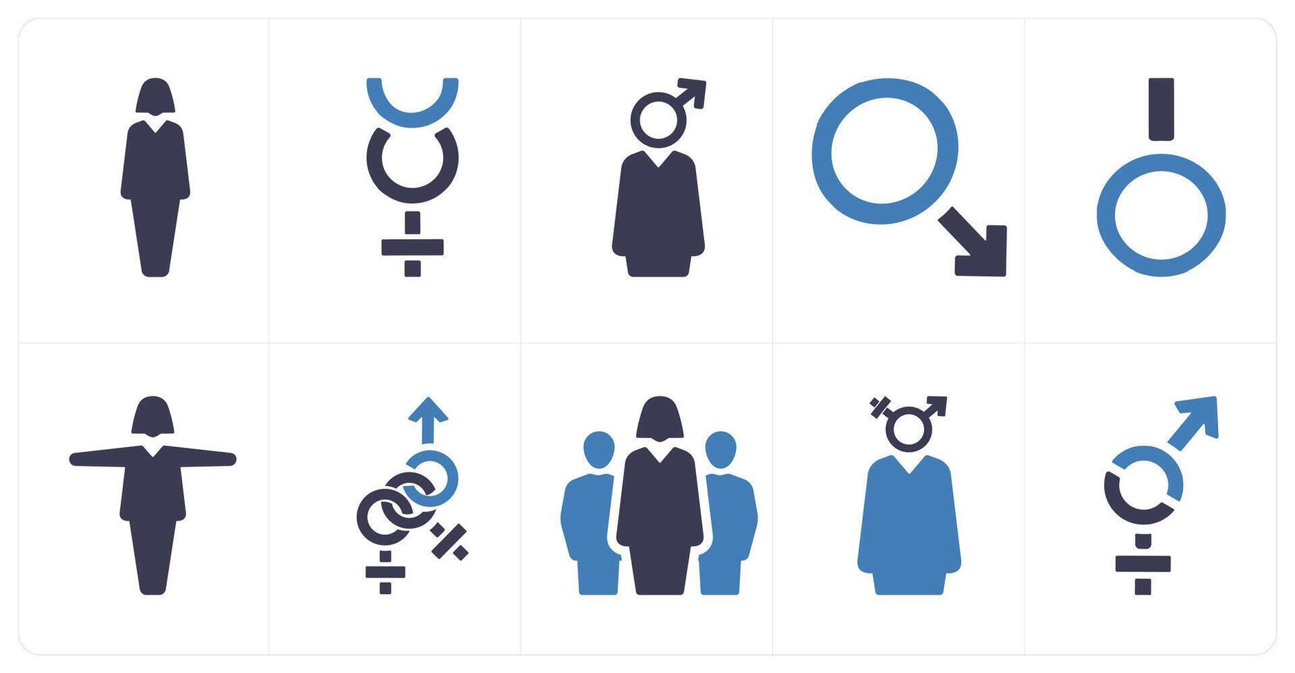 A set of 10 gender icons as Symbol, pride, bisexual vector