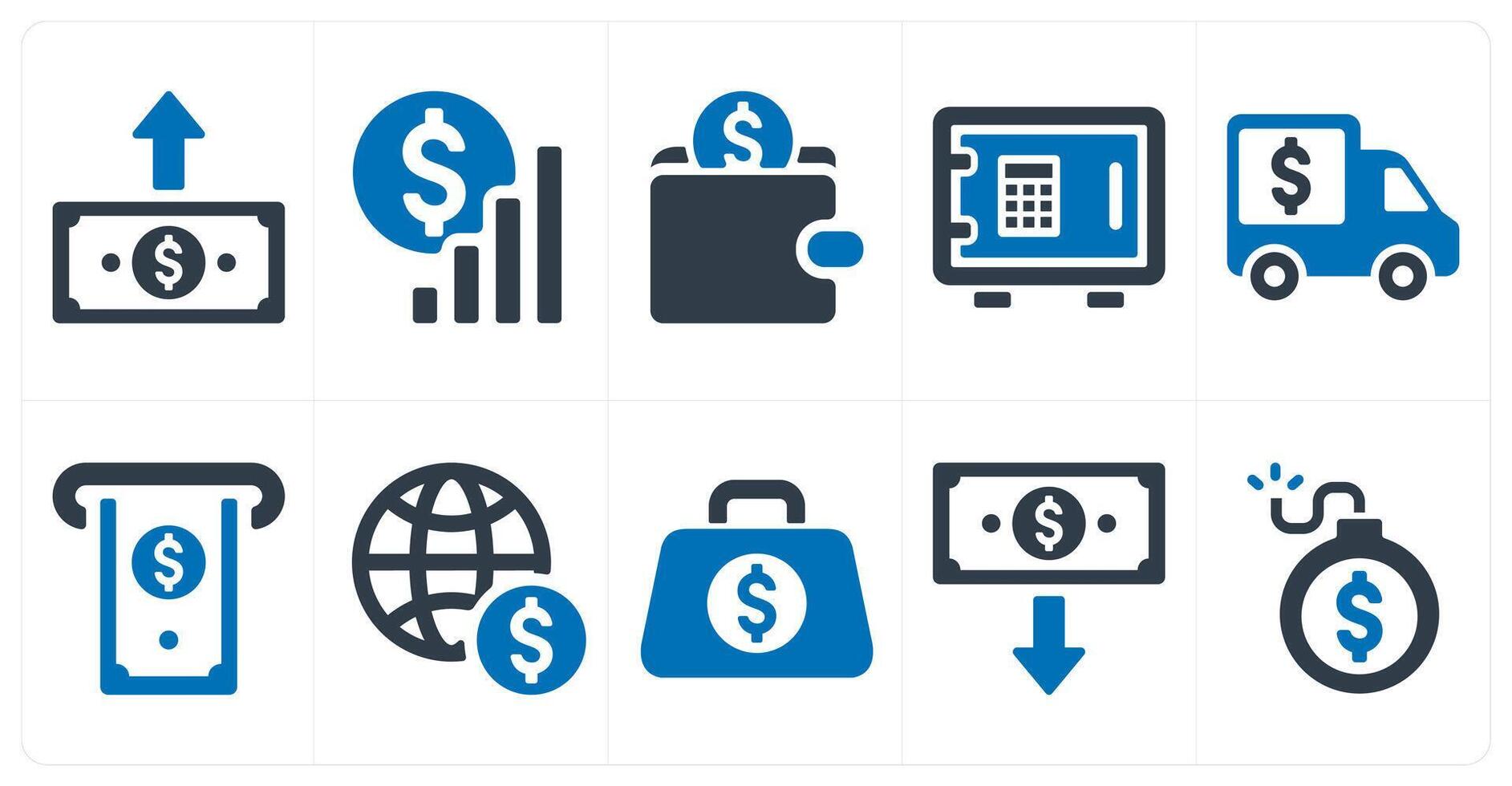 A set of 10 finance and money icons as send money, growth analysis, savings vector