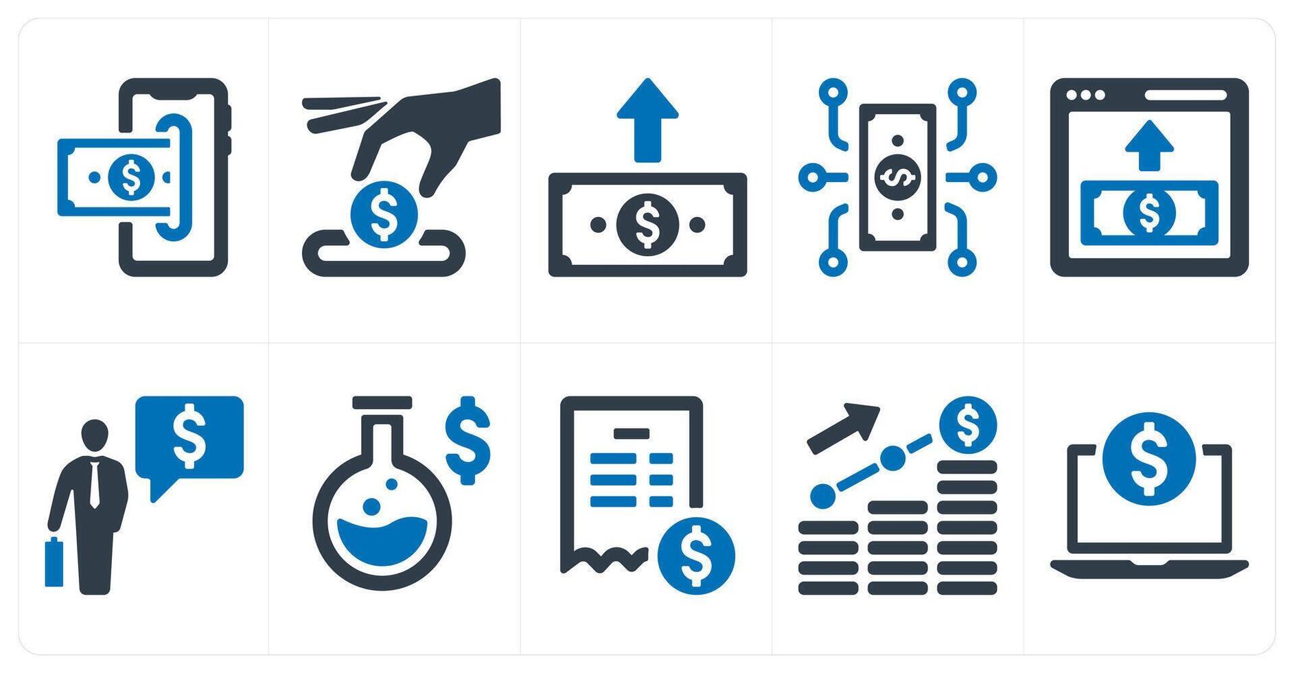 A set of 10 finance and money icons as inset money, insert coin, send money vector