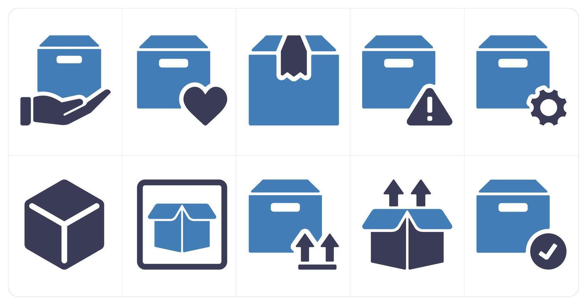 A set of 10 mix icons as forward parcel, favorite parcel, parcel vector