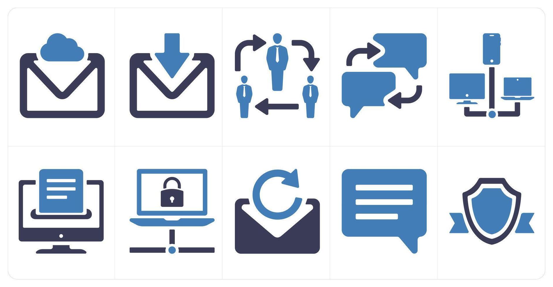 A set of 10 mix icons as cloud message, received mail, network vector