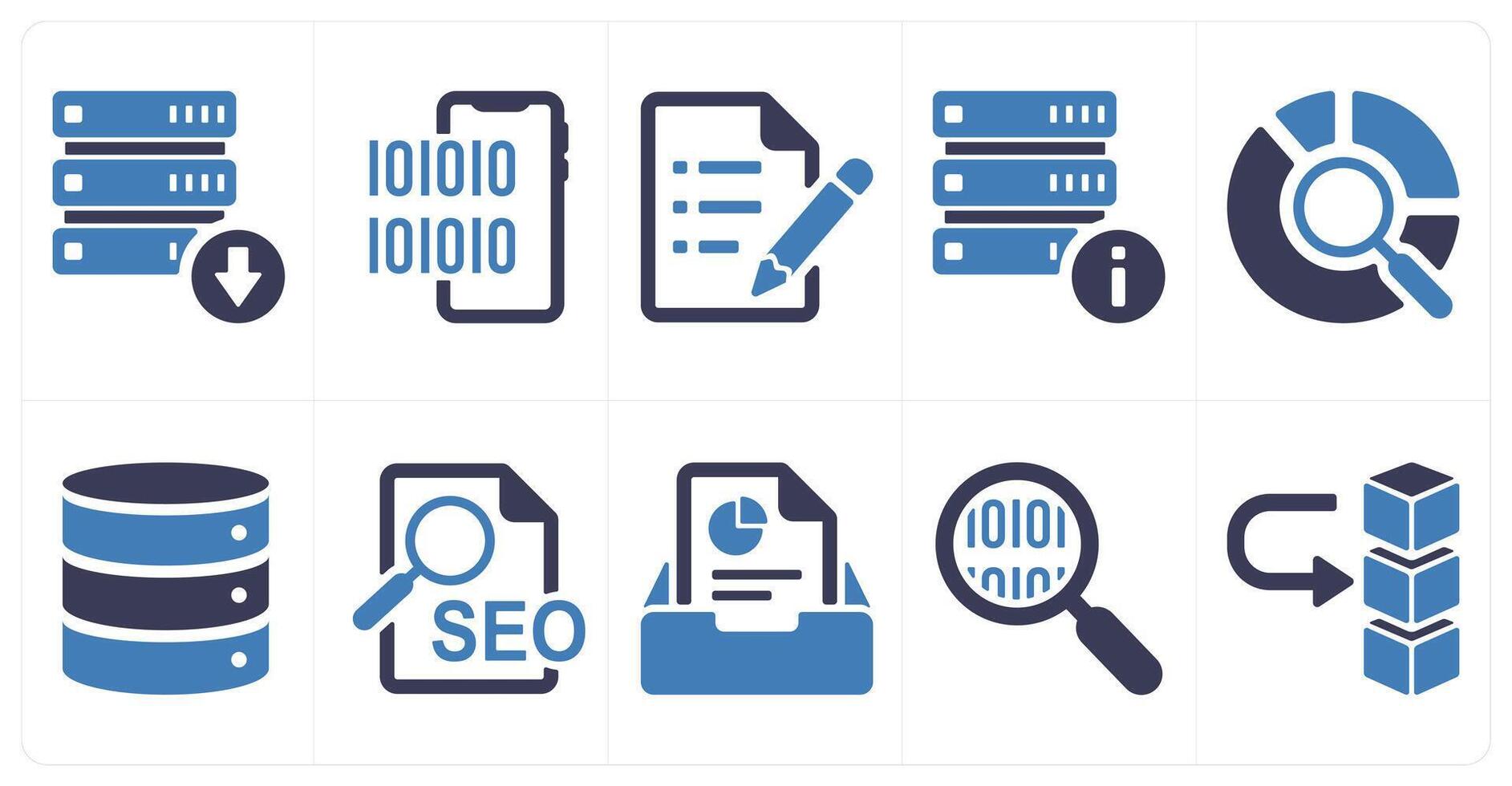 A set of 10 mix icons as download drive data, programming, text document vector