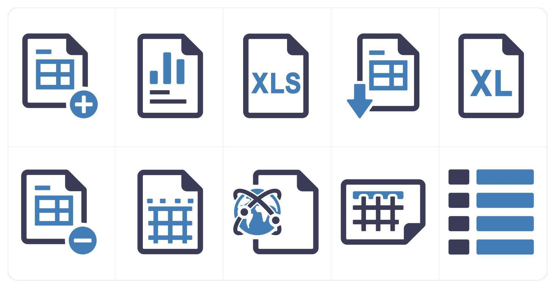 A set of 10 mix icons as add sheet, graph, excel sheet vector