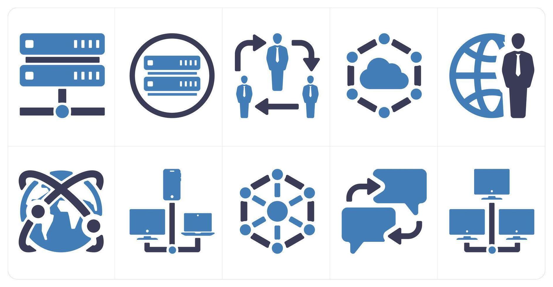 un conjunto de 10 mezcla íconos como conducir, servidor, red vector