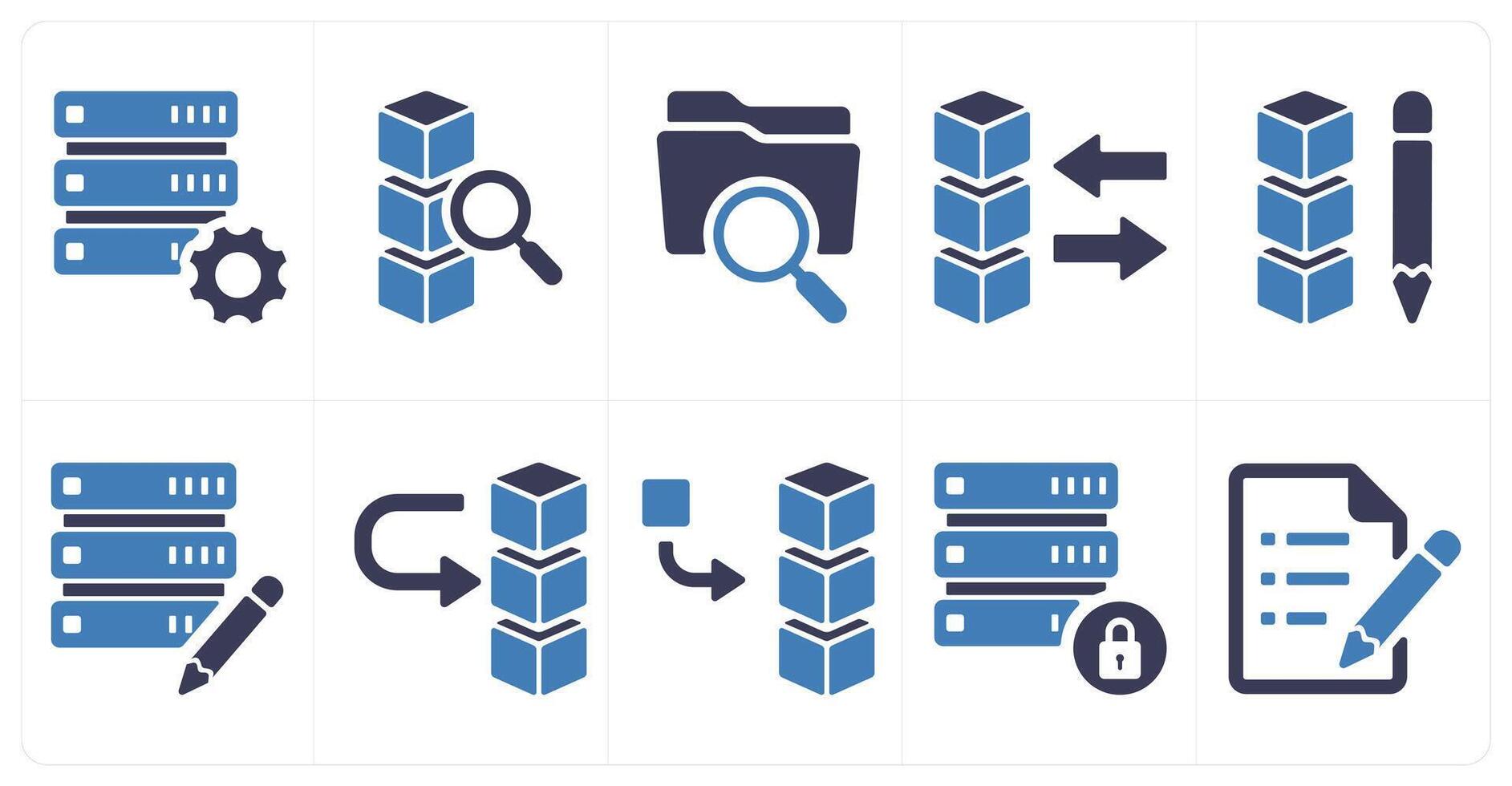 A set of 10 mix icons as server setting, search drive, search folder vector