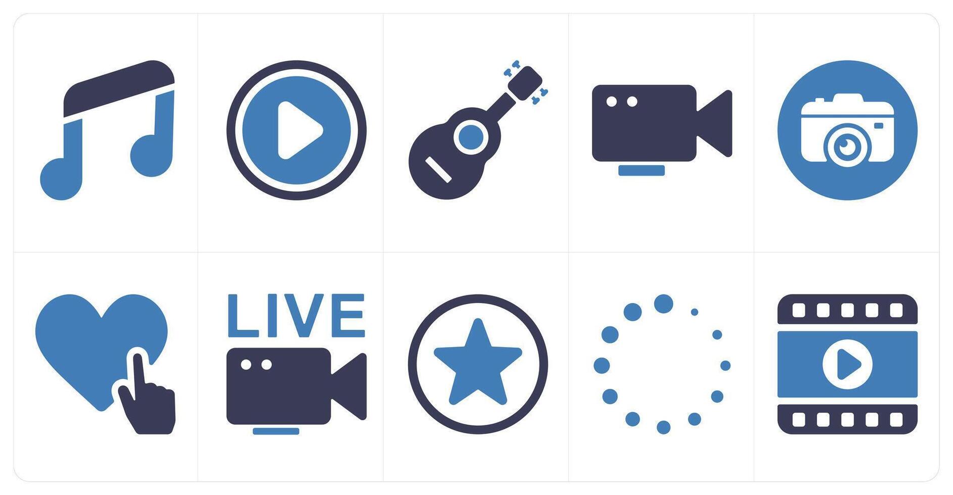 A set of 10 mix icons as music, play, guitar vector