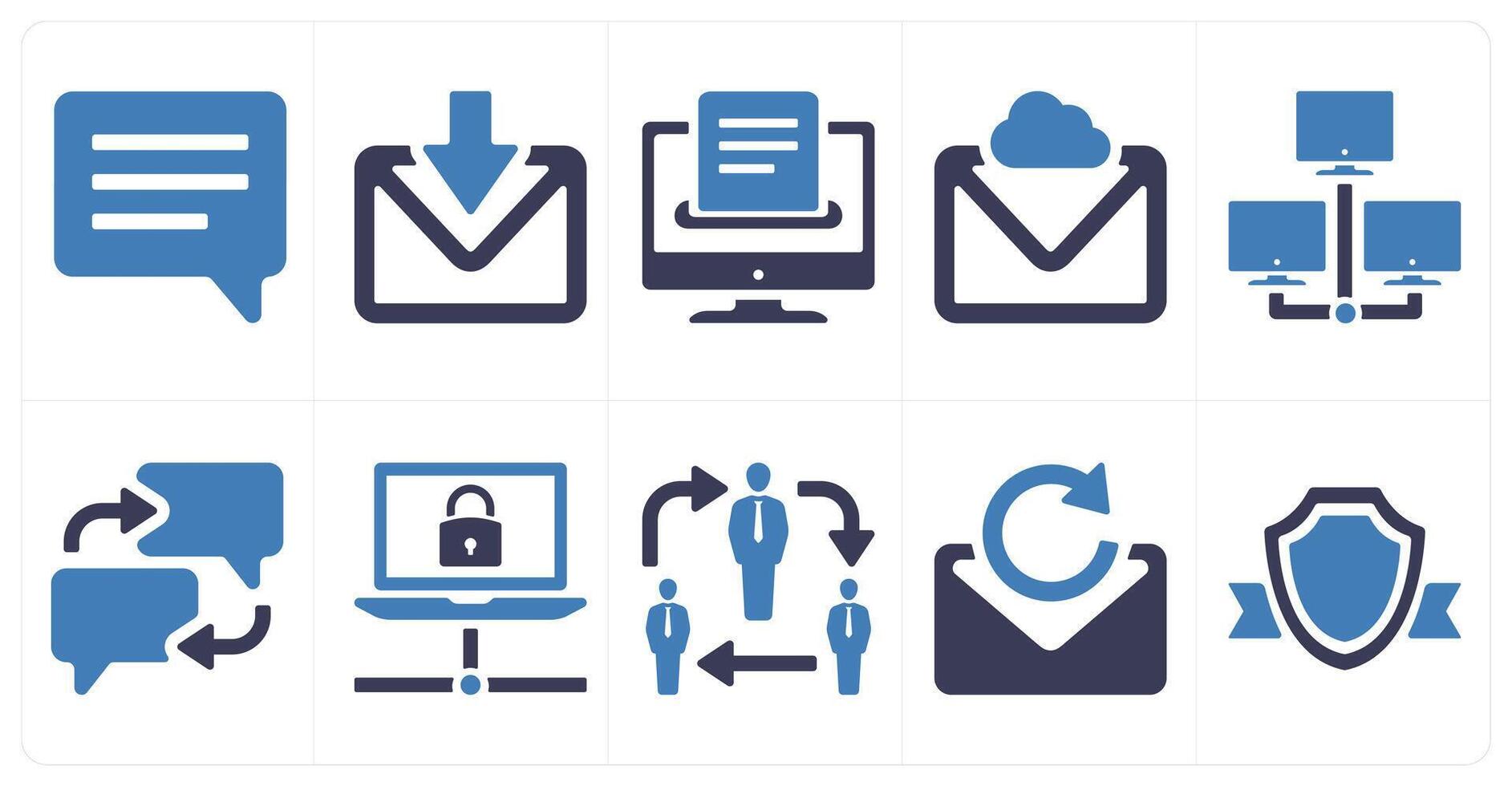 A set of 10 mix icons as chat, received mail, save vector