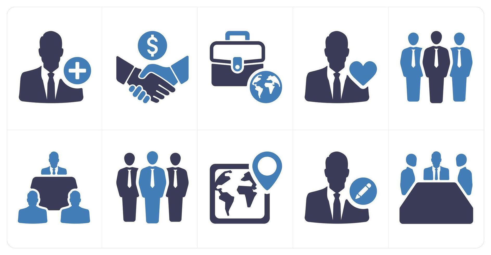 A set of 10 mix icons as add person, partnership, global business vector