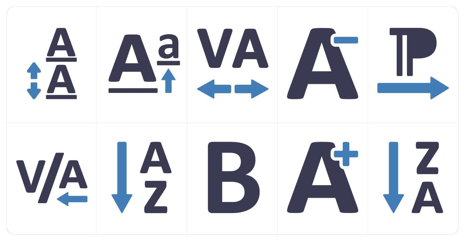 A set of 10 editing tools icons as line spacing, superscript, letter spacing vector