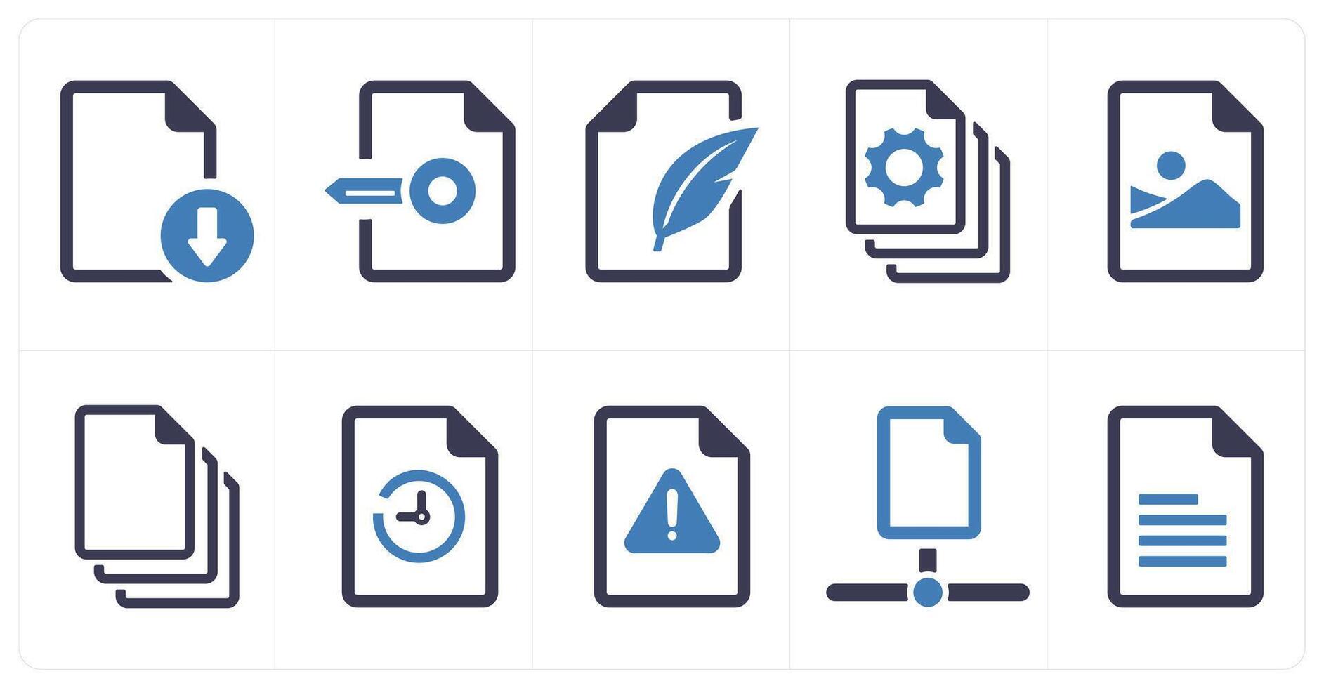 A set of 10 File icons as document, paper, horizontal document vector
