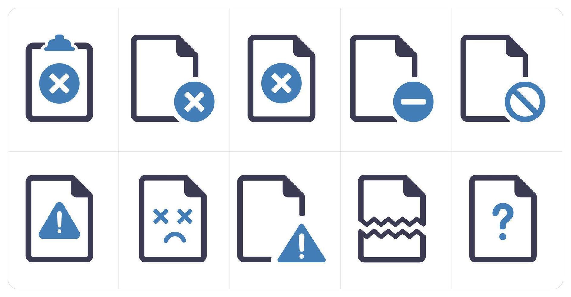 A set of 10 File icons as document, paper, horizontal document vector