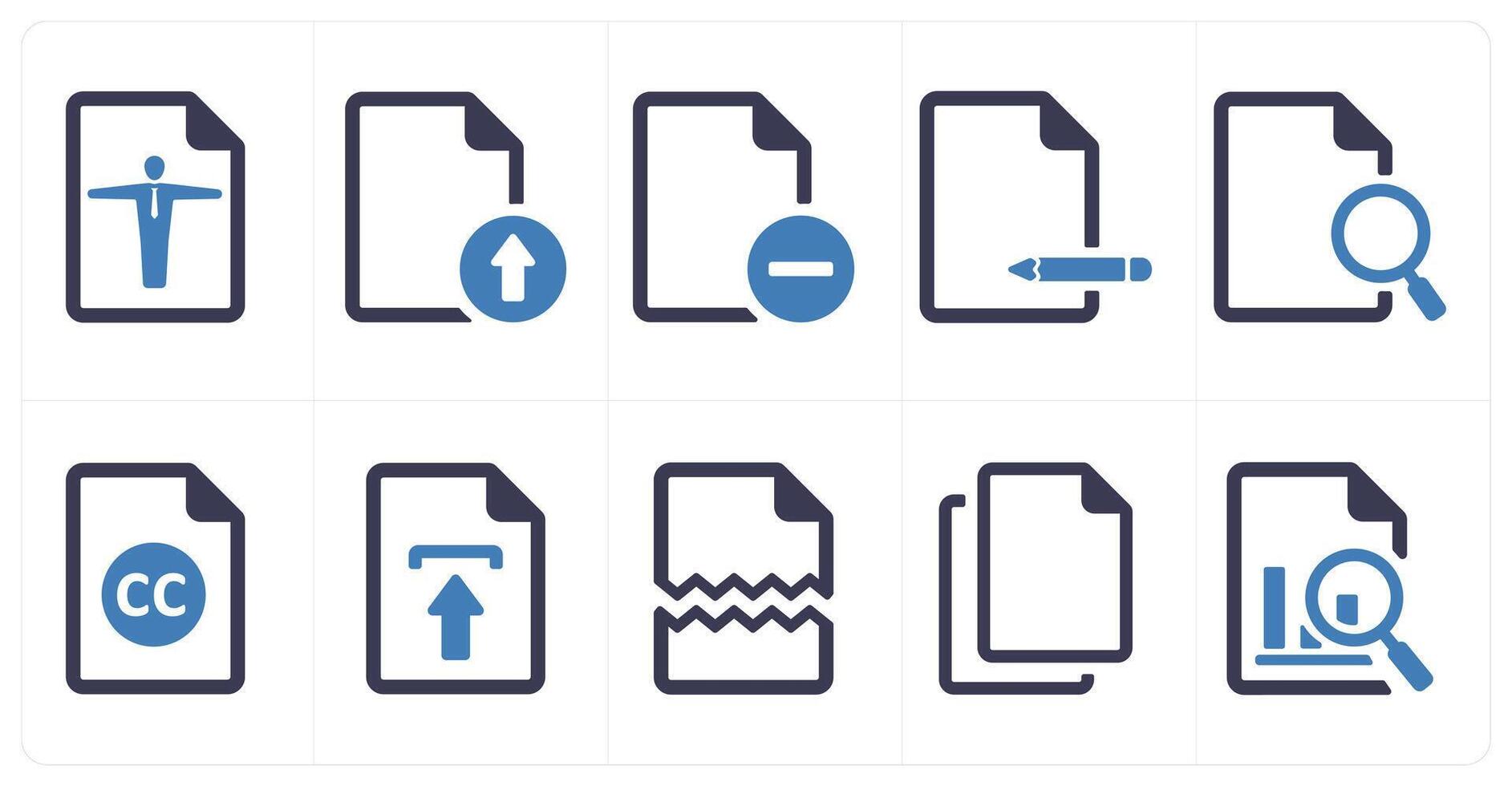 A set of 10 File icons as document, paper, horizontal document vector