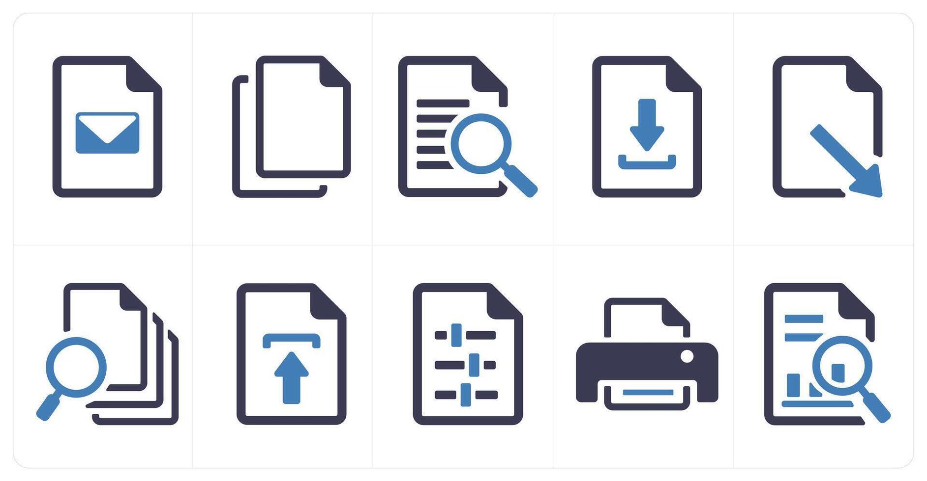 A set of 10 File icons as document, paper, horizontal document vector