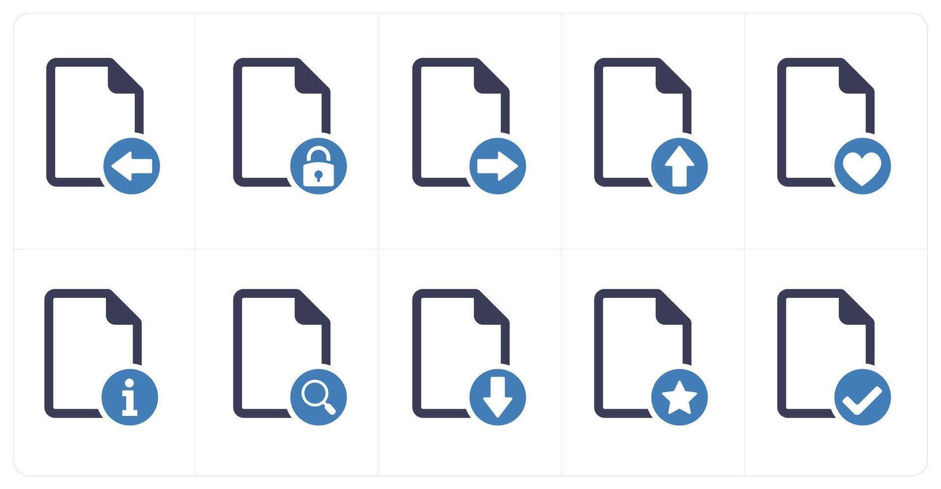A set of 10 file icons as received file, file security, secured document vector