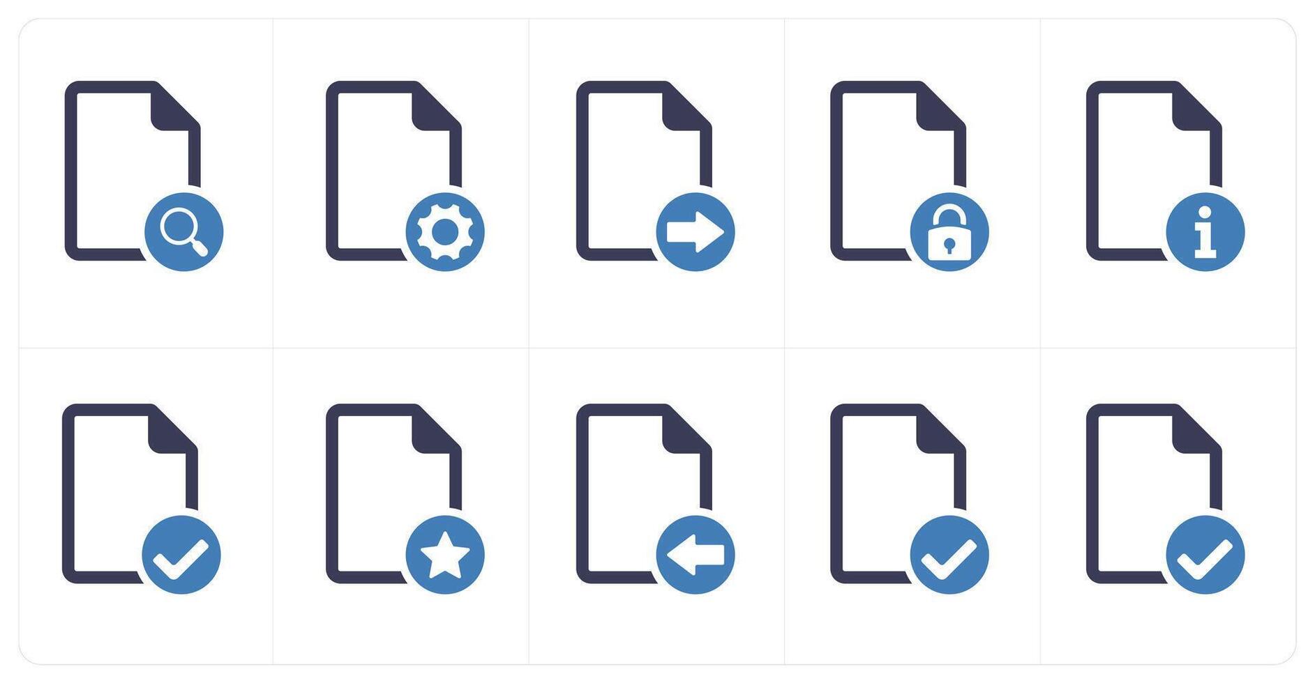 A set of 10 file icons as search file, file setting, send file vector