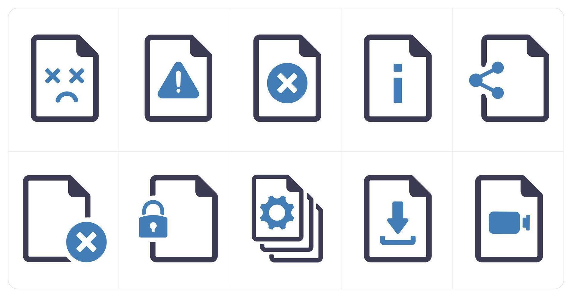 A set of 10 File icons as document, paper, horizontal document vector