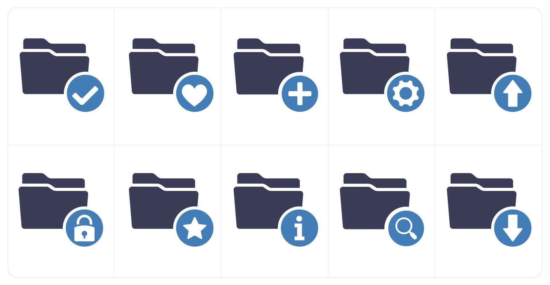 A set of 10 folder icons as verified folder, favorite folder, add folder vector
