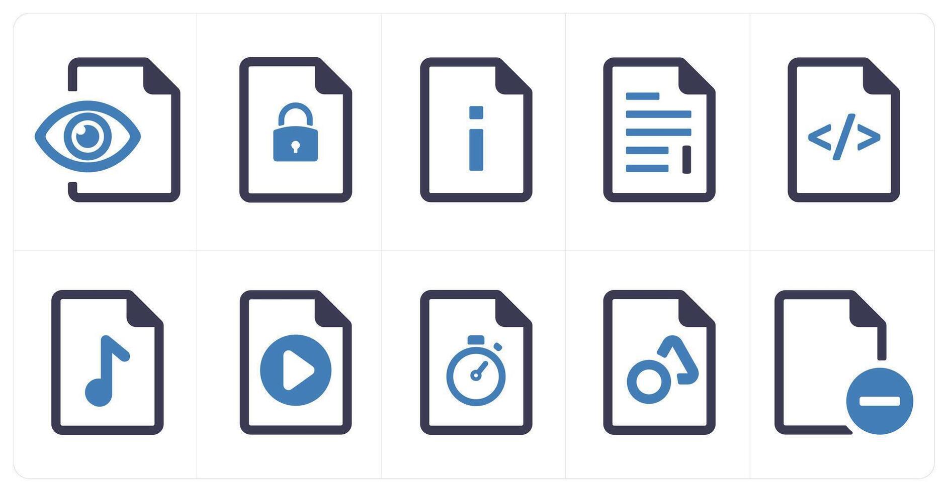 A set of 10 File icons as document, paper, horizontal document vector