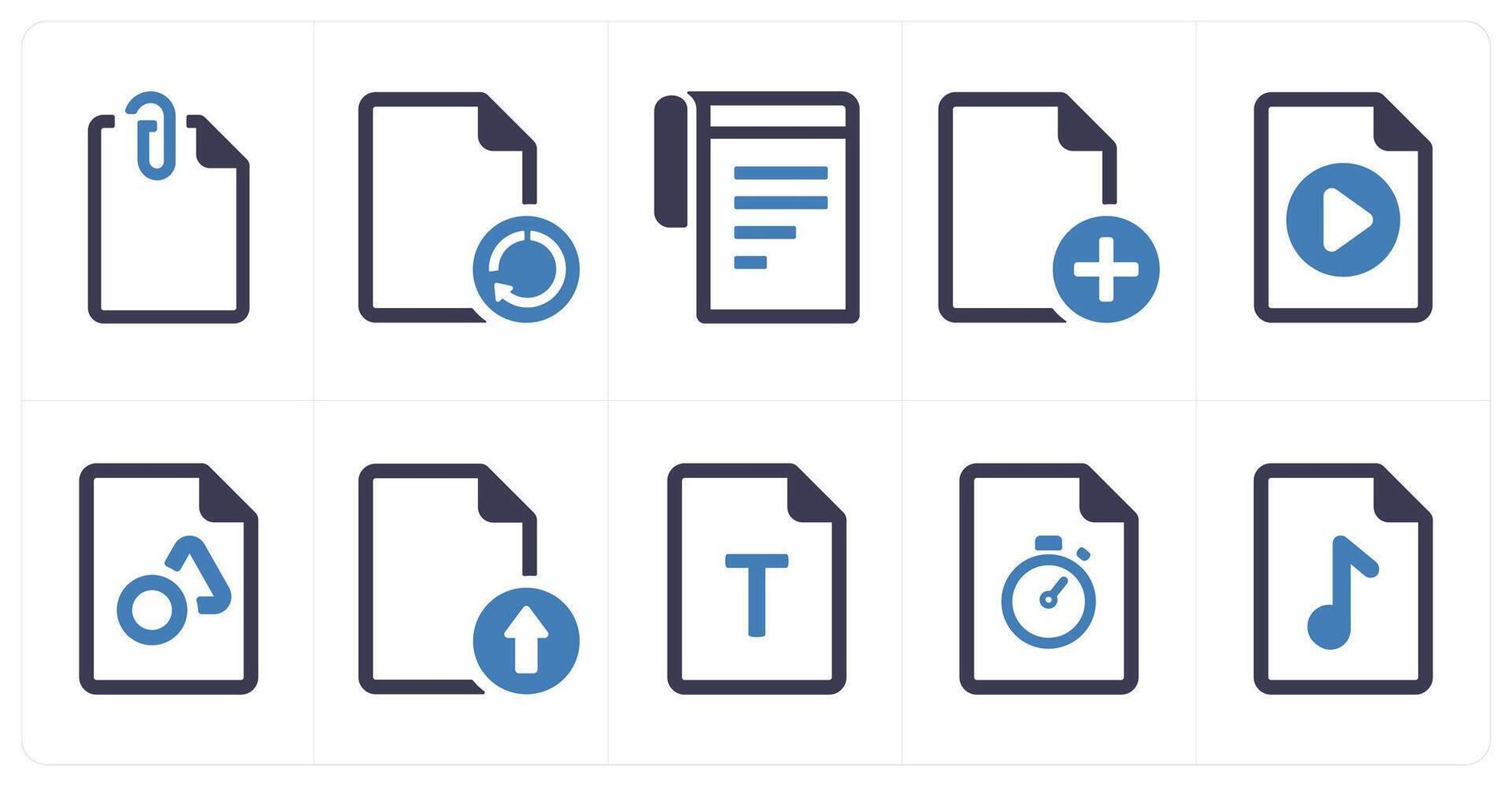 A set of 10 File icons as document, paper, horizontal document vector