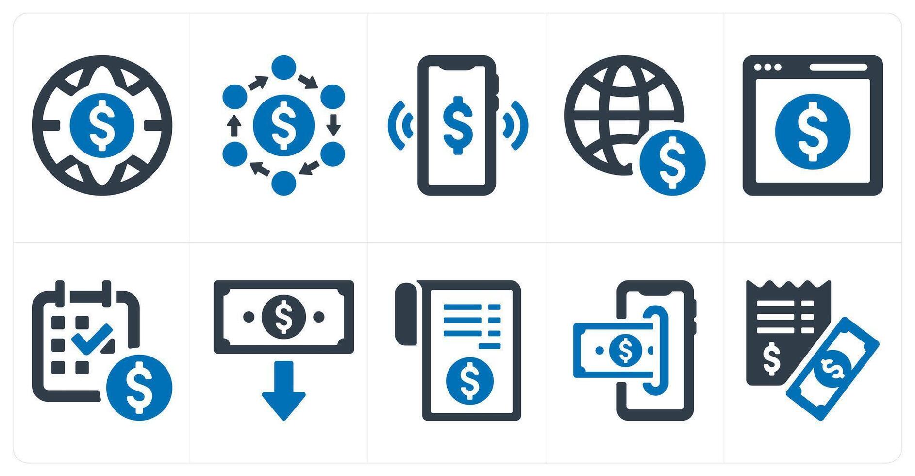 A set of 10 finance and money icons as world bank, money flow, money transfer vector