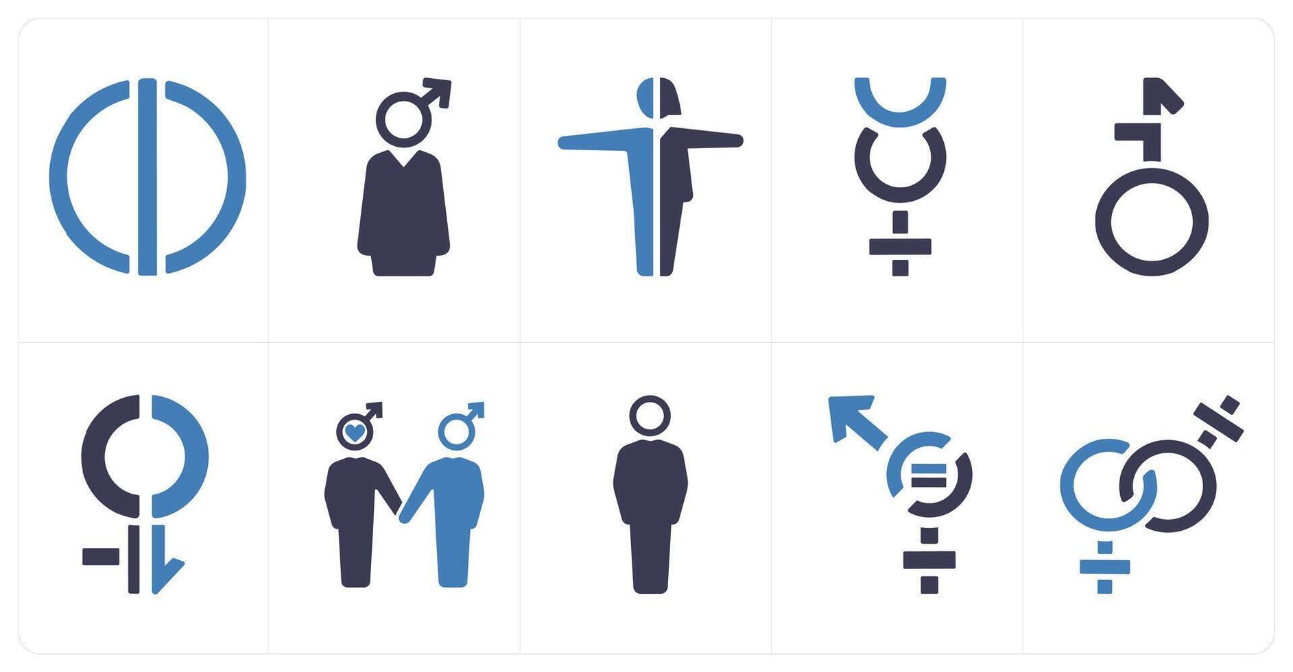A set of 10 gender icons as Symbol, pride, bisexual vector