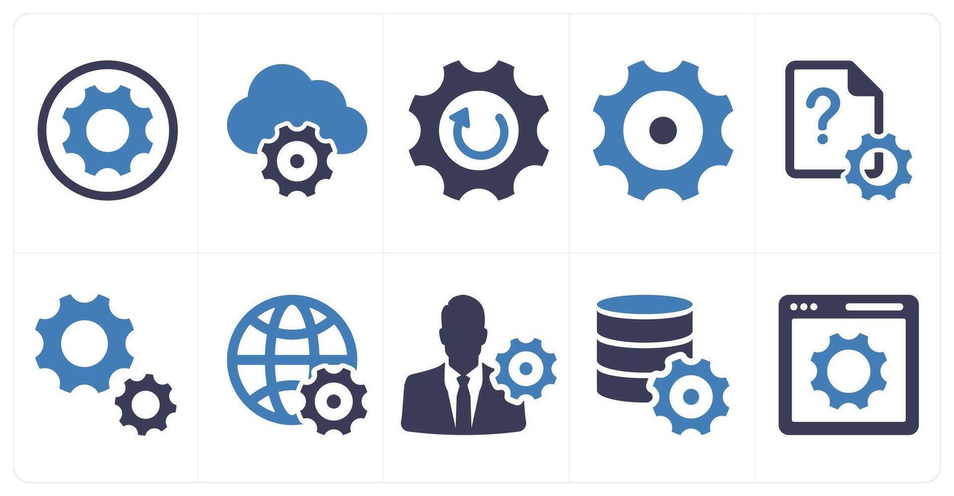 A set of 10 mix icons as configuration, cloud settings, update settings vector