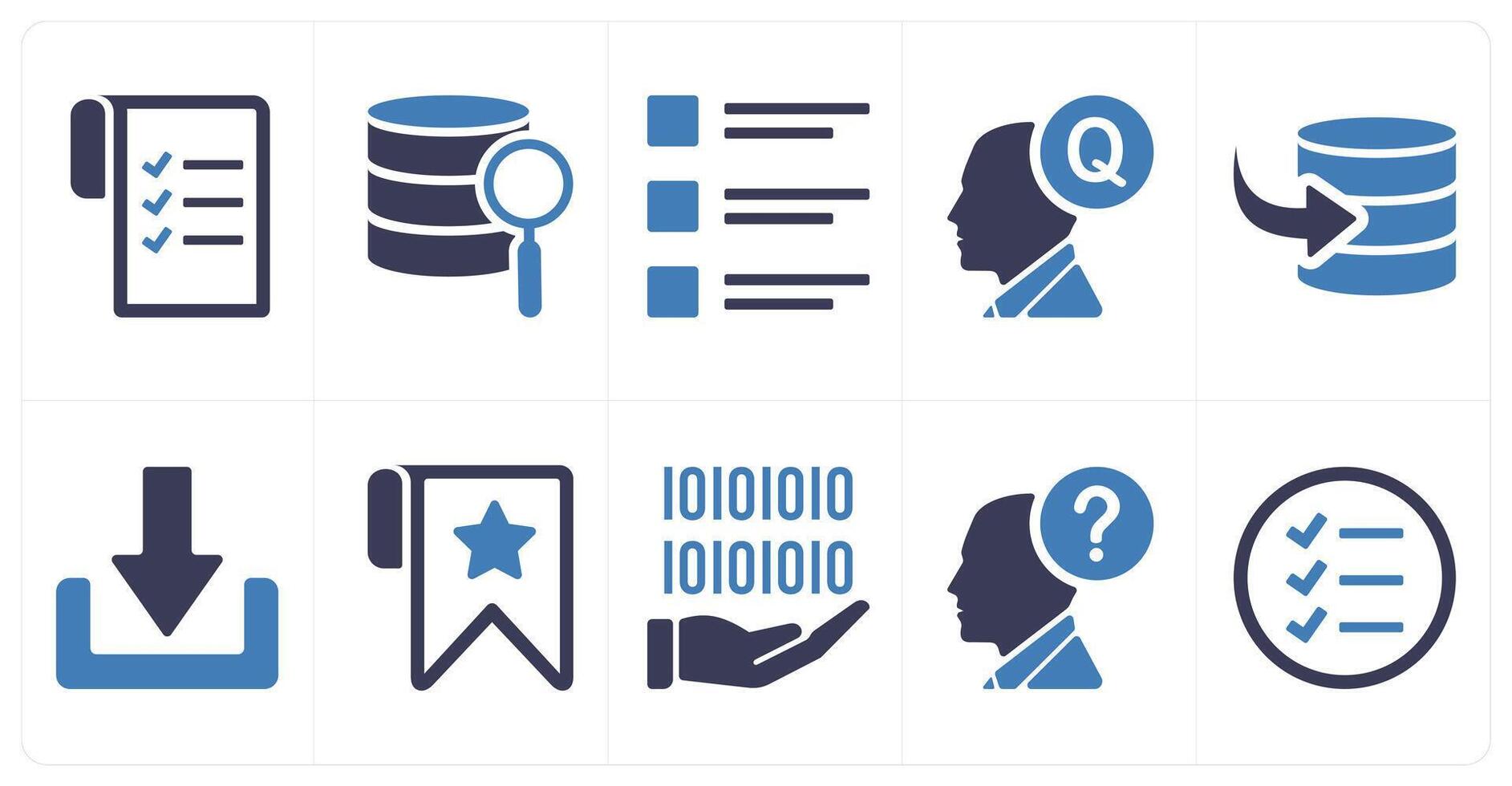 un conjunto de 10 mezcla íconos como datos, buscar, lista, pregunta vector