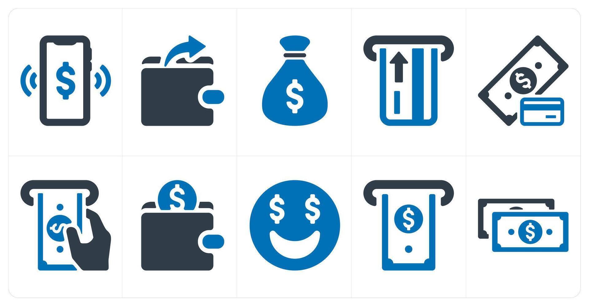 A set of 10 finance and money icons as money transfer, expenses, funds vector