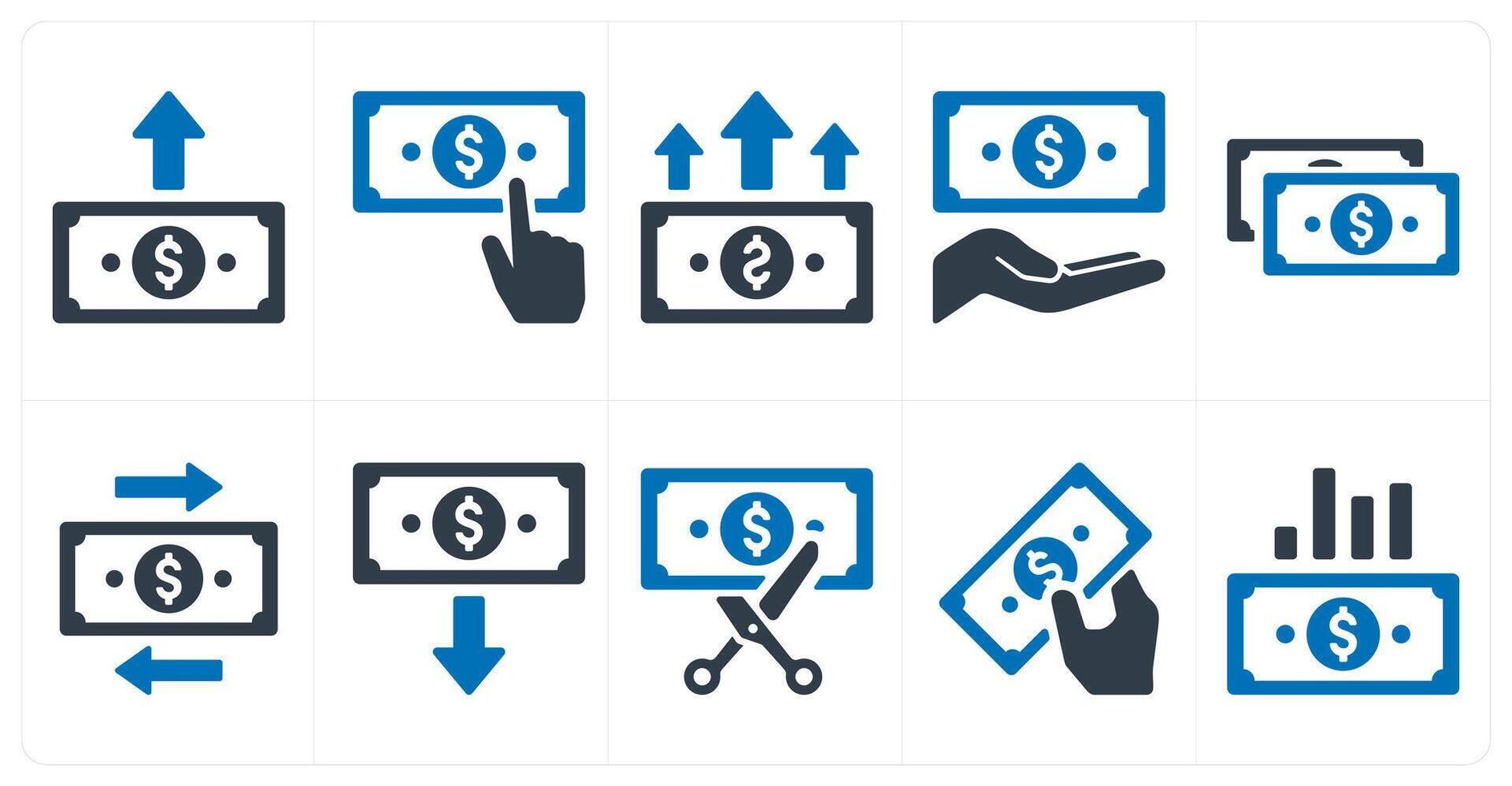 A set of 10 finance and money icons as send money, currency, earnings vector