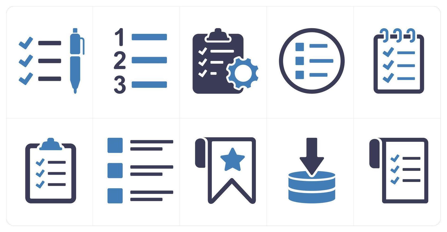 A set of 10 mix icons as list, number index clipboard vector