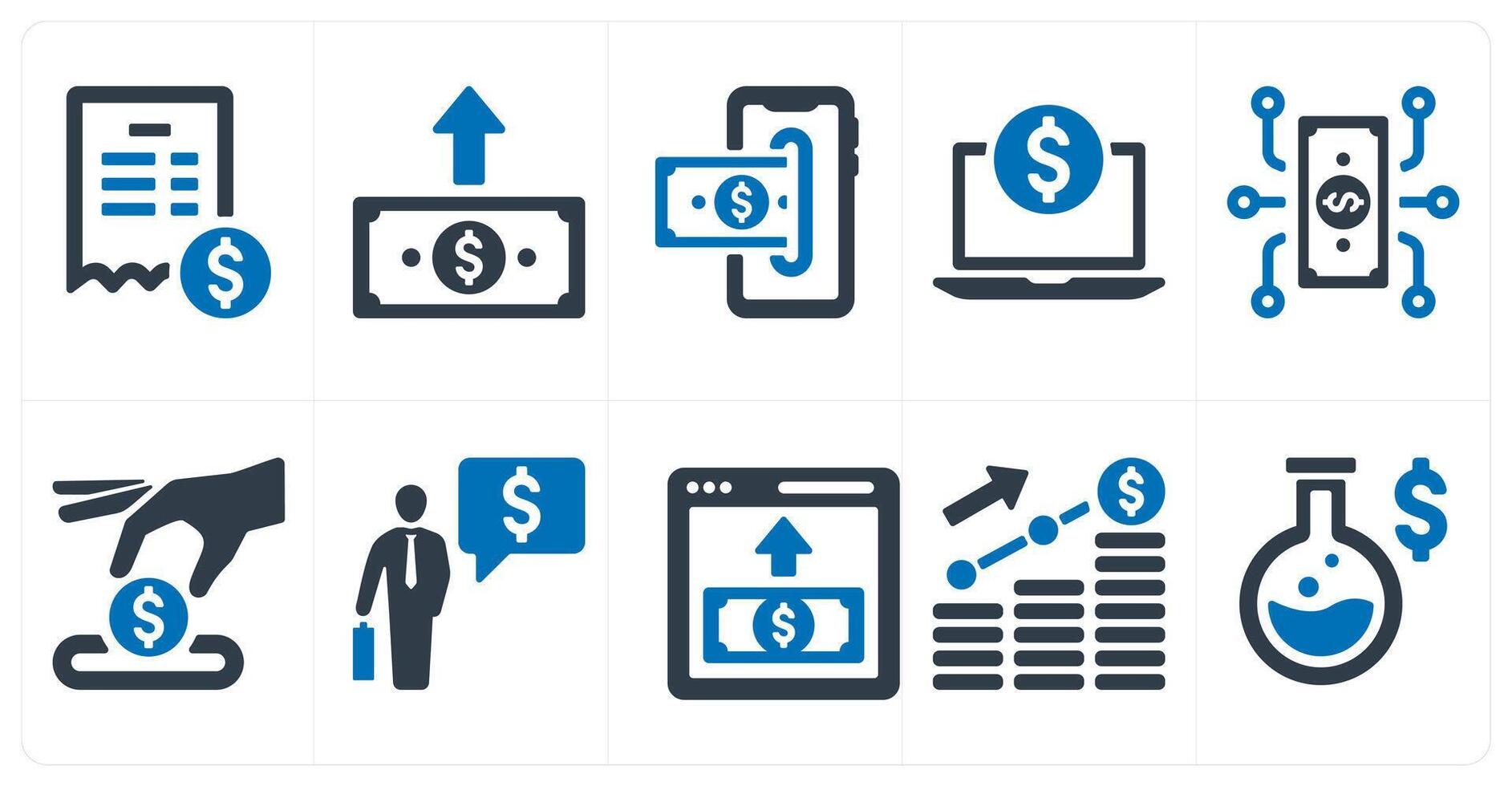 A set of 10 finance and money icons as bill, send money, insert money vector