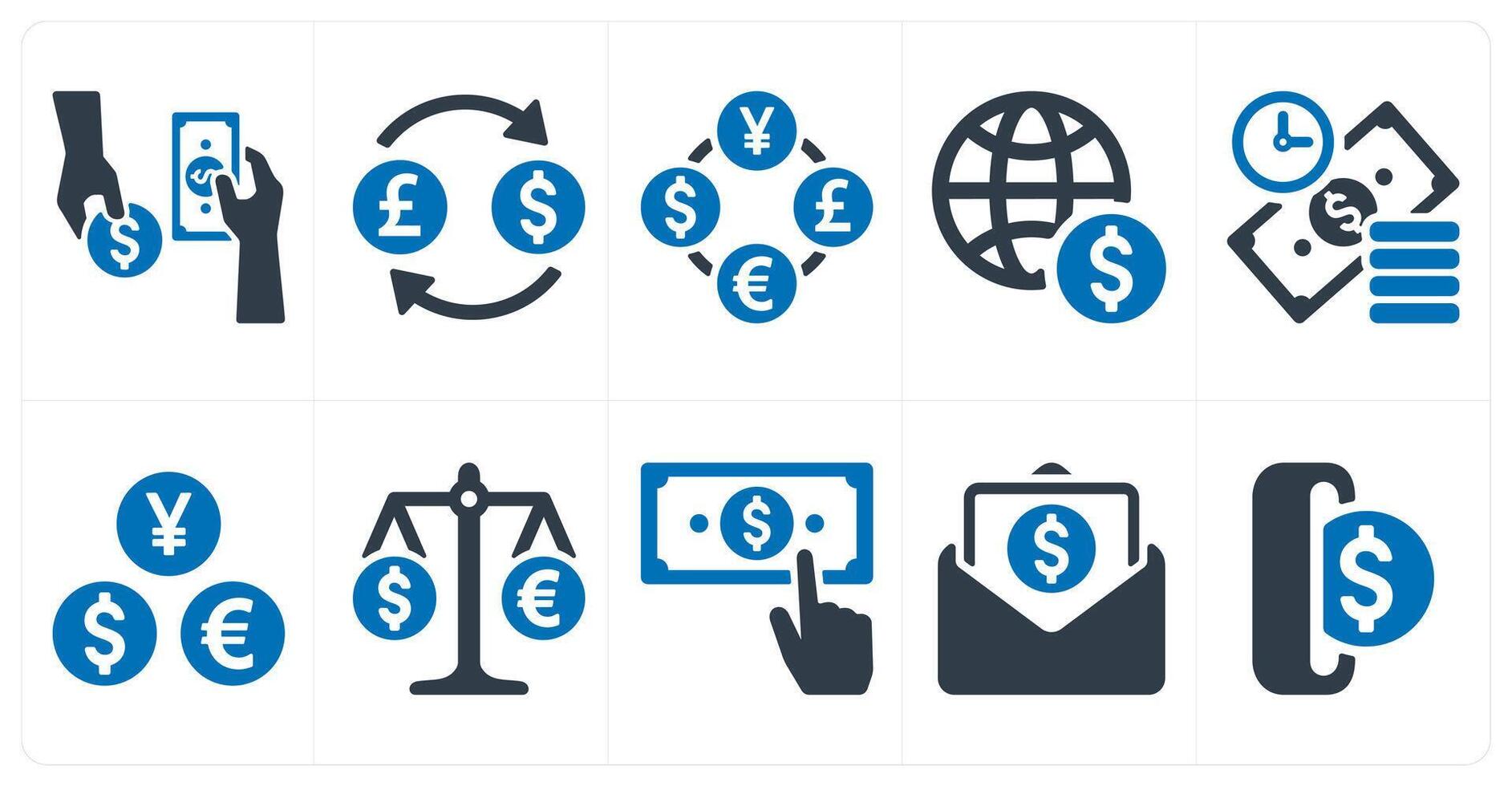 A set of 10 finance and money icons as money change, money conversion, currency exchange vector