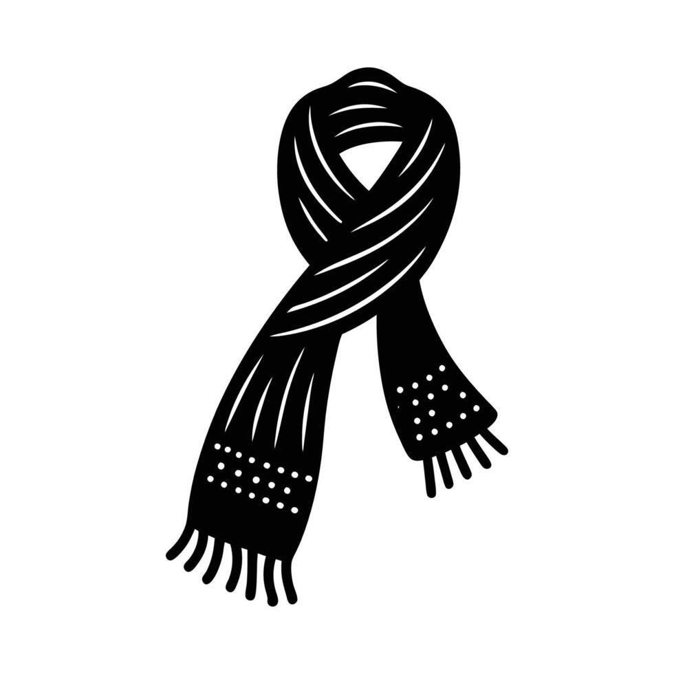 A black and white illustration of a scarf vector