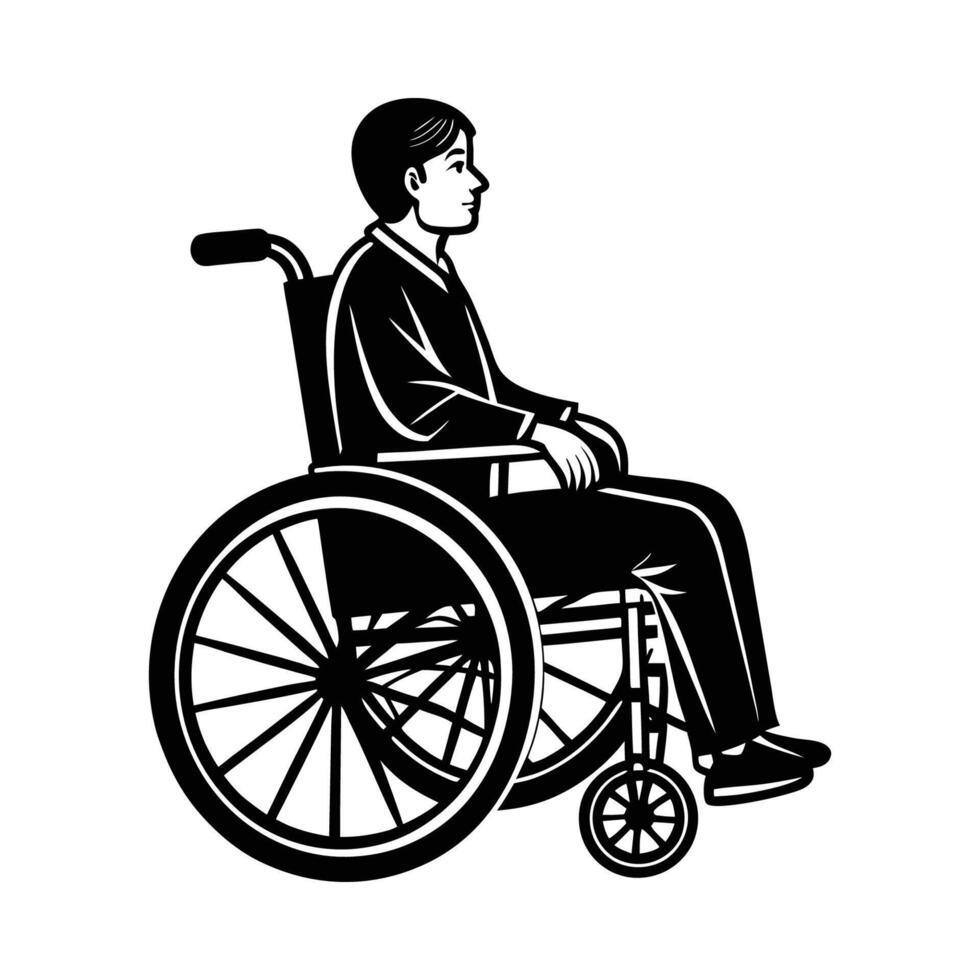 A silhouette Person in Wheelchair - Disability Support, Accessibility Concept vector