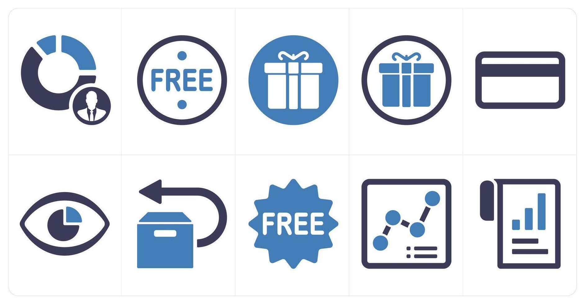 A set of 10 mix icons as marketing manager, free, gift vector