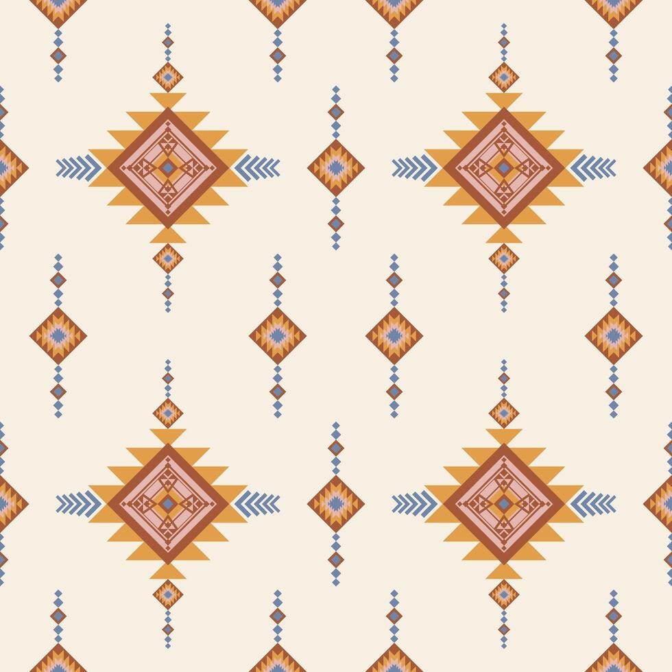 Geometric motifs Native American traditions seamless pattern with pink, orange, and zigzag designs. Ethnic-themed interiors with pillow covers, table mats, runner carpets, authentic home decorations vector